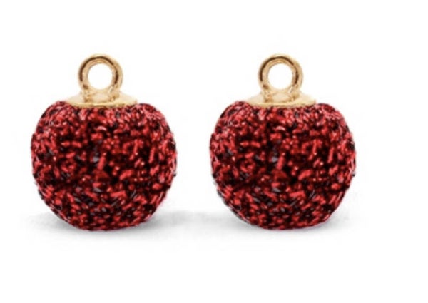 Bedel pom pom met oog 12mm dark Red - gold