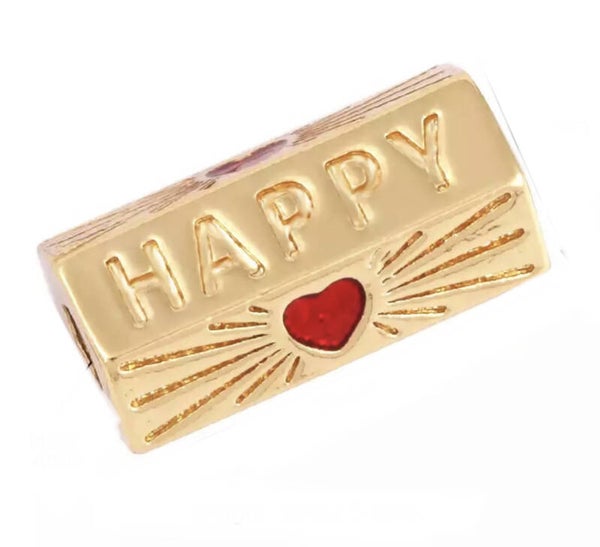 Message Beads Happy Red / Gold