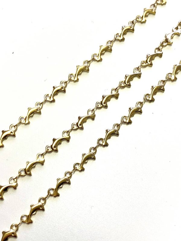 Stainless steel jasseron dolfijn Goud