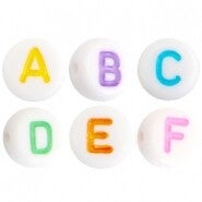 Letterkraal, wit met multicolour (rond) 