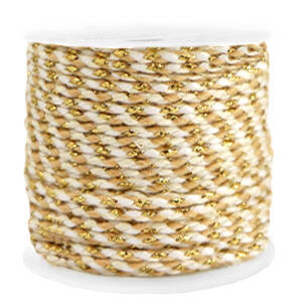 Trendy koord gevlochten 2mm Gold - white