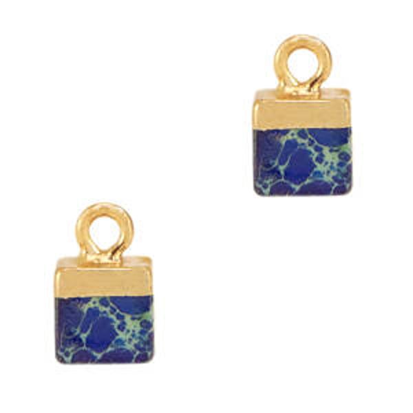 Natuursteen hanger cube symphony blue gold