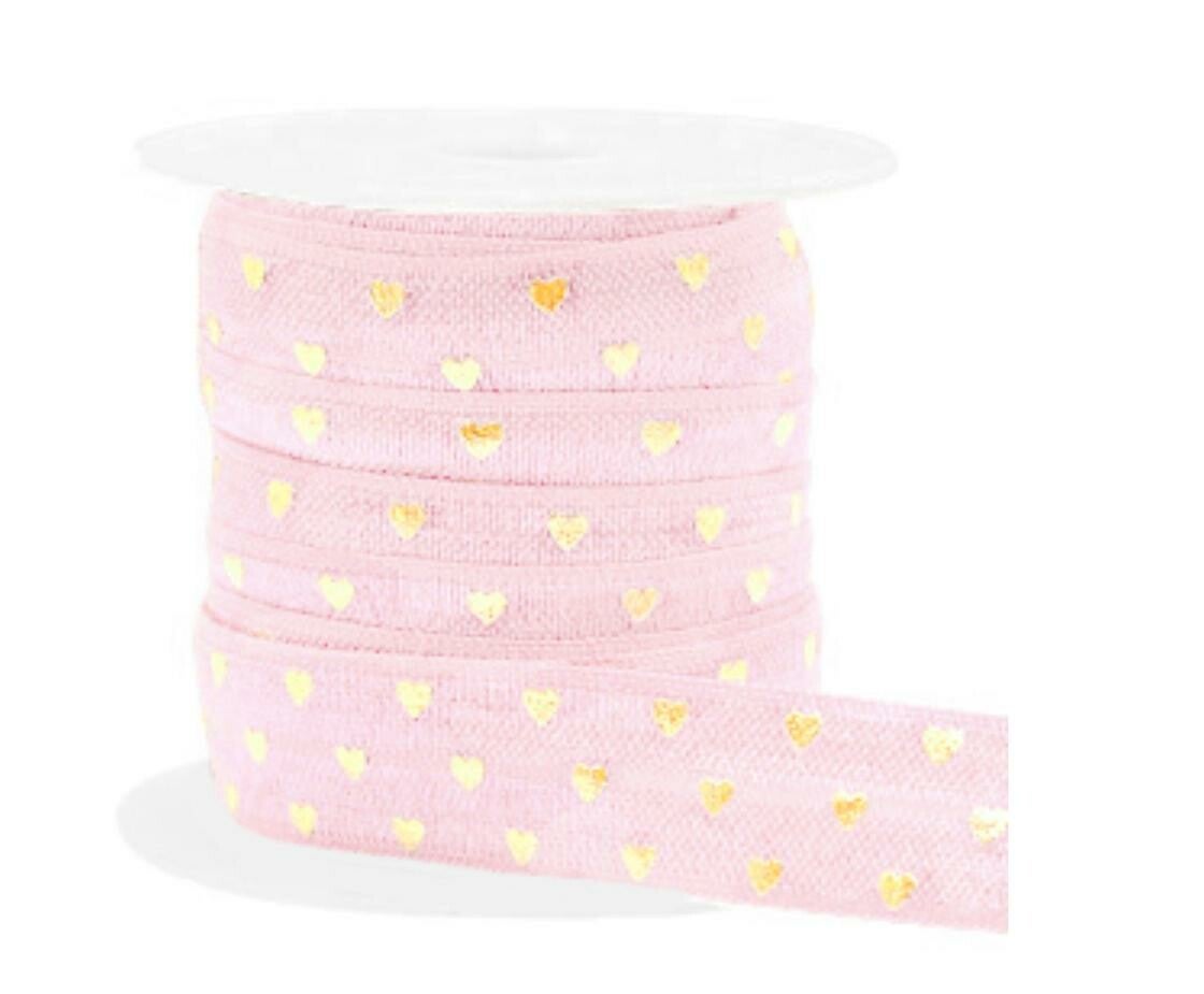 Elastisch Ibiza lint pattern light pink-gold