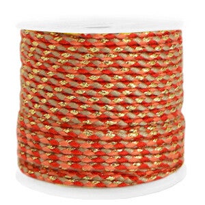 Trendy koord gevlochten 2mm Gold - Orange / Red
