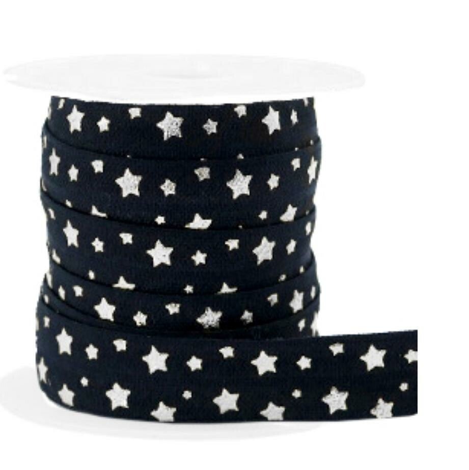 Elastisch Ibiza lint pattern black-silver