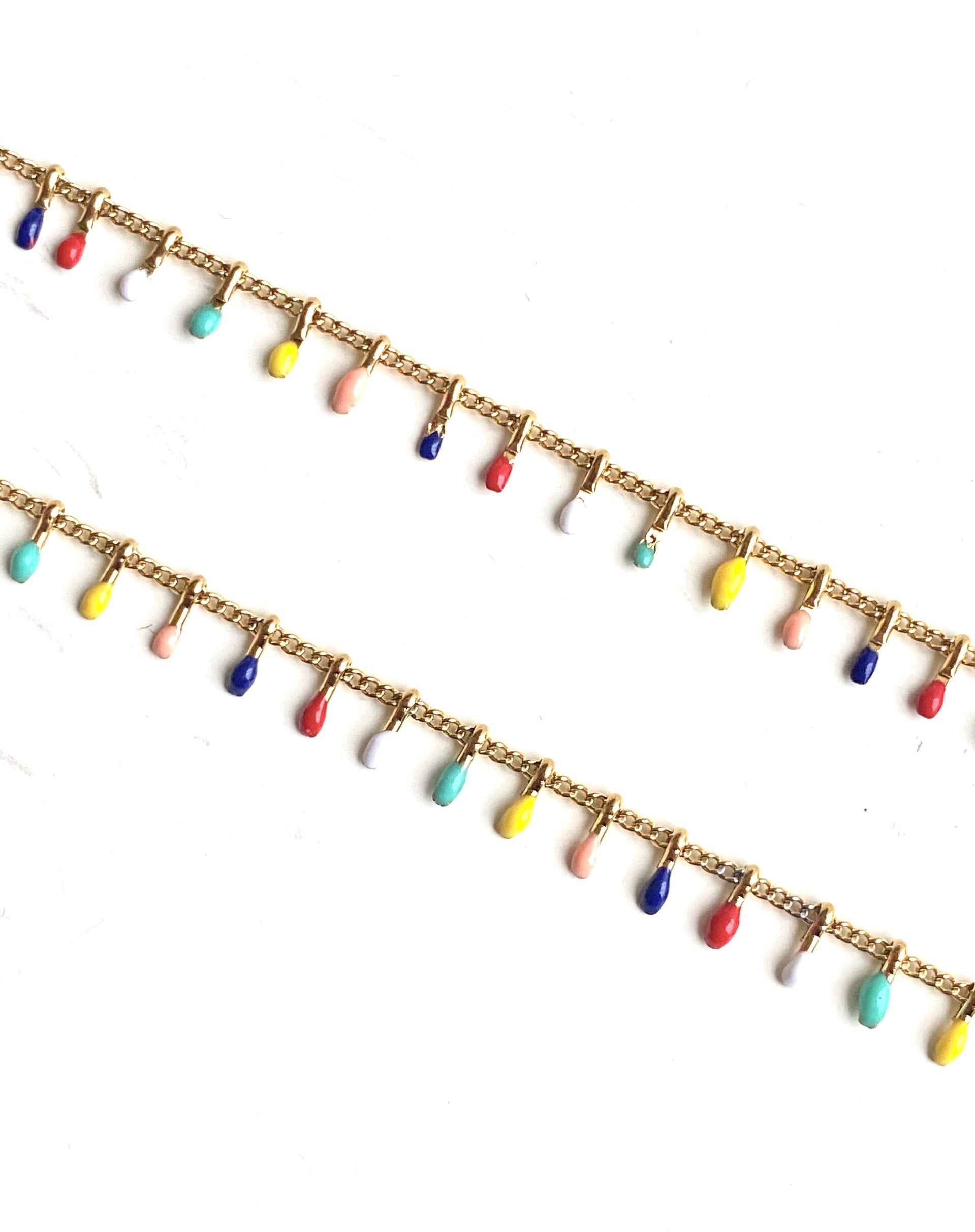 Stainless steel jasseron color beads yellow mix