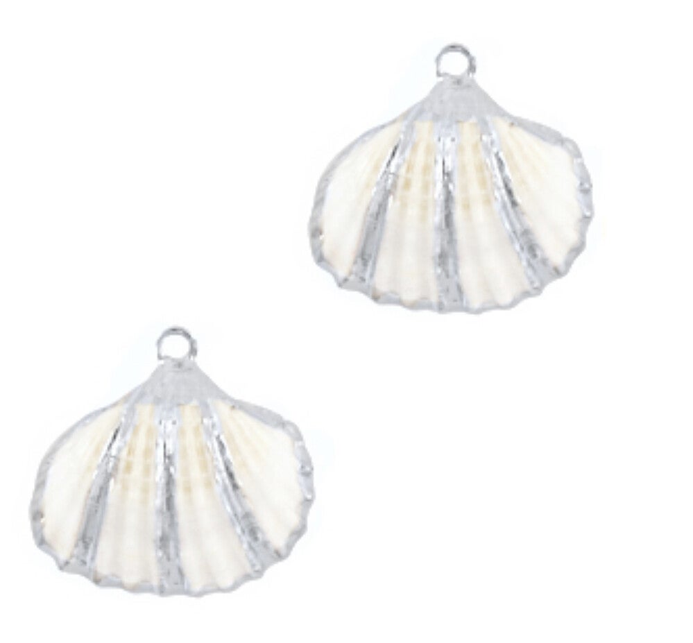 Schelp hanger Kokkel Silver - white 