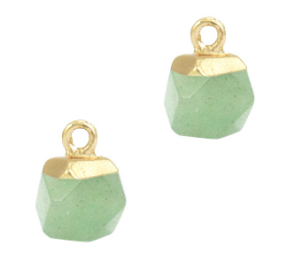 Natuursteen hanger Hexagon Ocean green - Gold