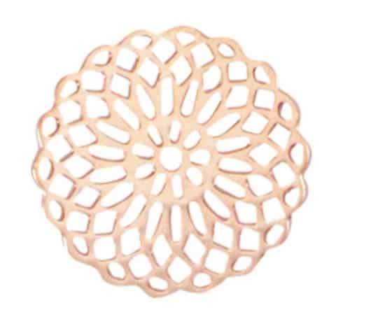 Bohemian hanger / tussenstuk rond rosé goud.