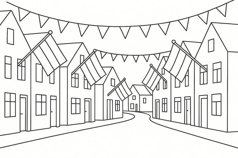 Straat met vlaggen