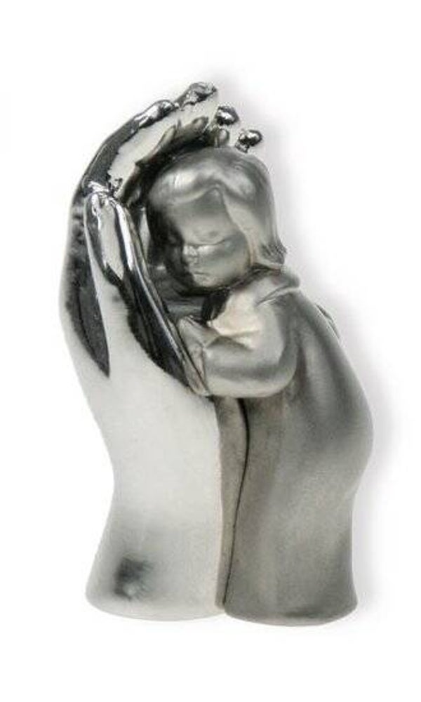 972449 - Beeld kind in hand - Zilver mat/glans
