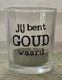 7422257146141 - Theelichtje met geurkaars - Jij bent goud waard