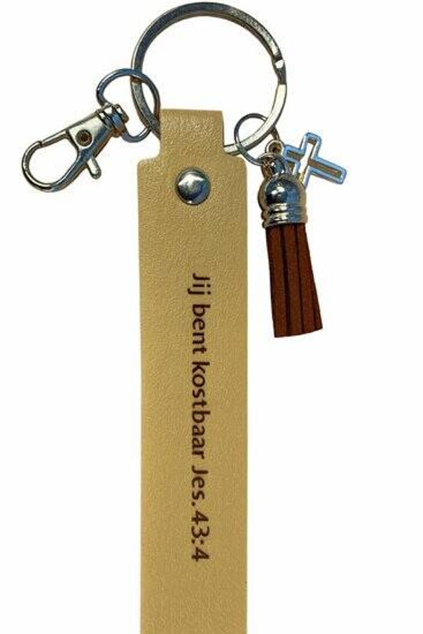 8785321610047 - Sleutelhanger kunstleer - Jij bent Kostbaar