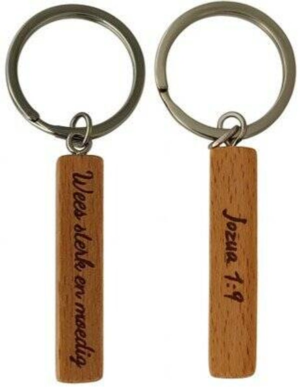 8785321610092 - Sleutelhanger hout - Wees sterk en moedig
