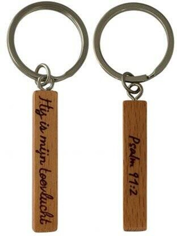 8785321610108 - Sleutelhanger hout - Hij is mijn toevlucht