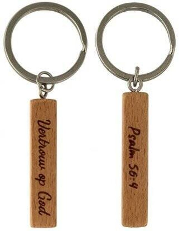 8785321610085 - Sleutelhanger hout - Vertrouw op God