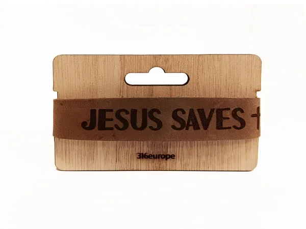 3162022050283 - Armband - Leer - Jesus saves - Cross