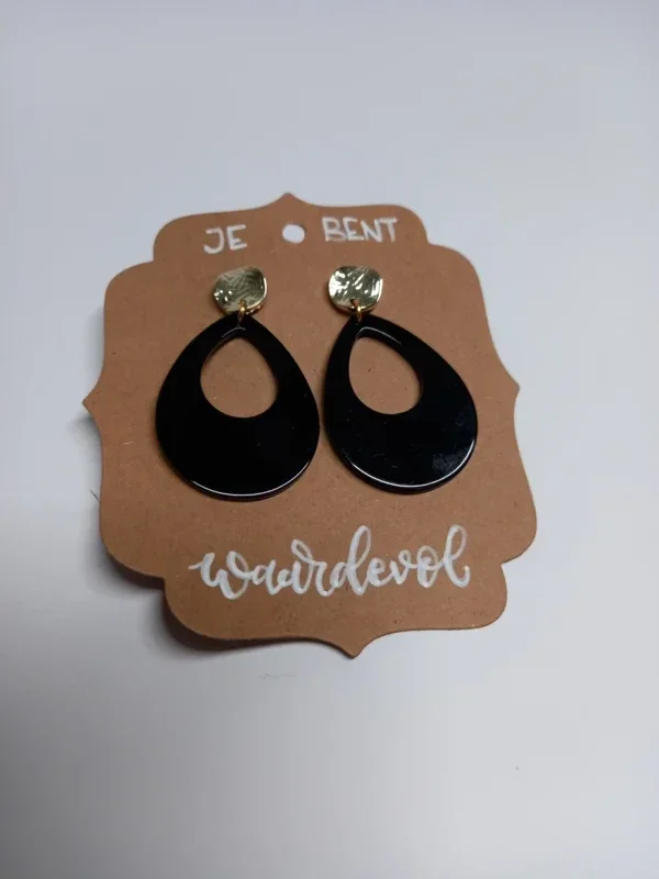 12111030 - Oorbellen - Zwarte druppel