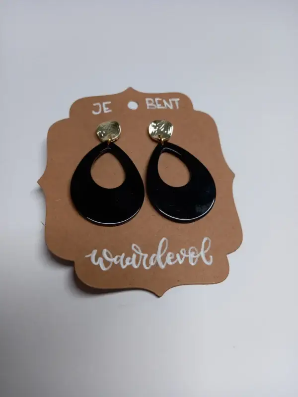 12111030 - Oorbellen - Zwarte druppel