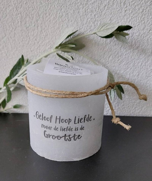 15577 - Windlicht S - Geloof Hoop Liefde, maar de Liefde is de grootste