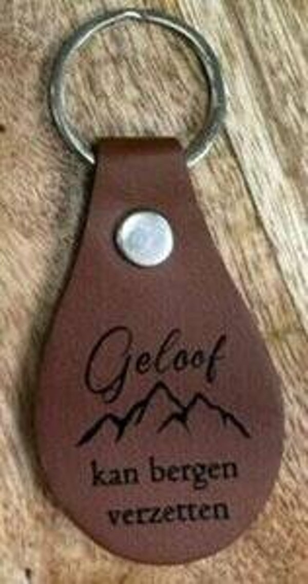 7422257138184 - Sleutelhanger - Geloof kan bergen verzetten