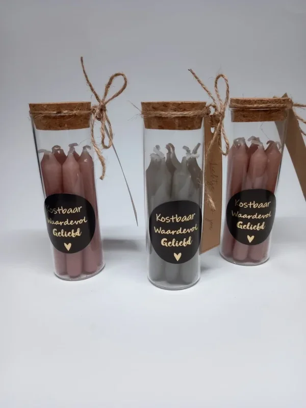12111500 - Tube met potloodkaarsjes en tekst kaartje