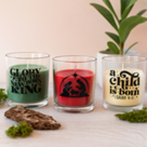 8785321610146 - Kaars in glas - Believe, Joy, Hope