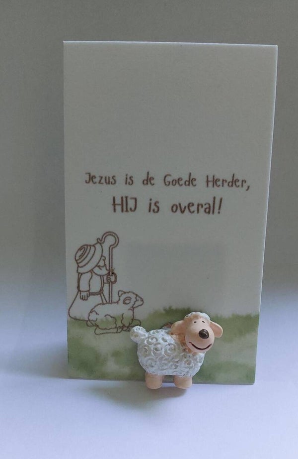 7002609 - Wenskaarthouder magneet schaap - Jezus is de goede Herder
