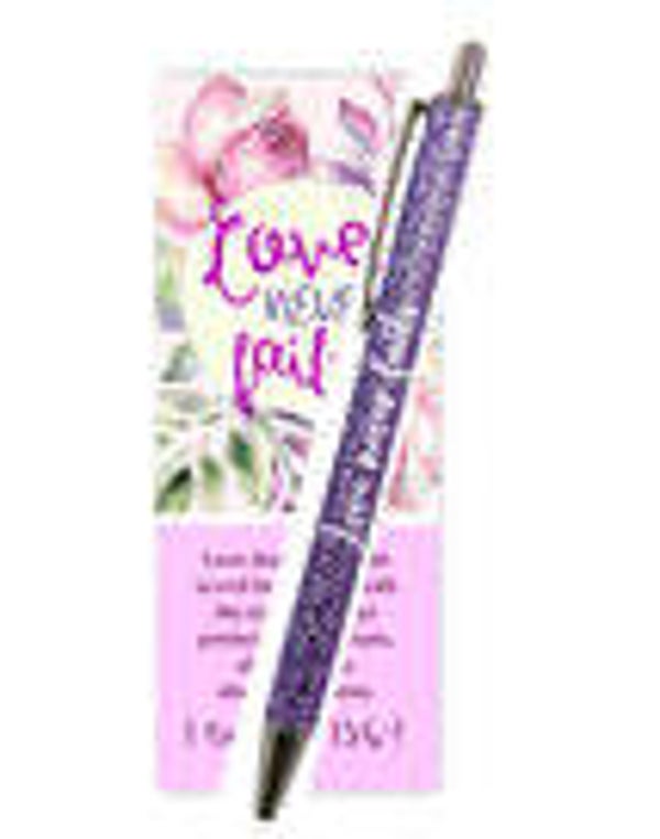 9555483834457 - Gelpen/ Boekenlegger - Love never fails (rose)
