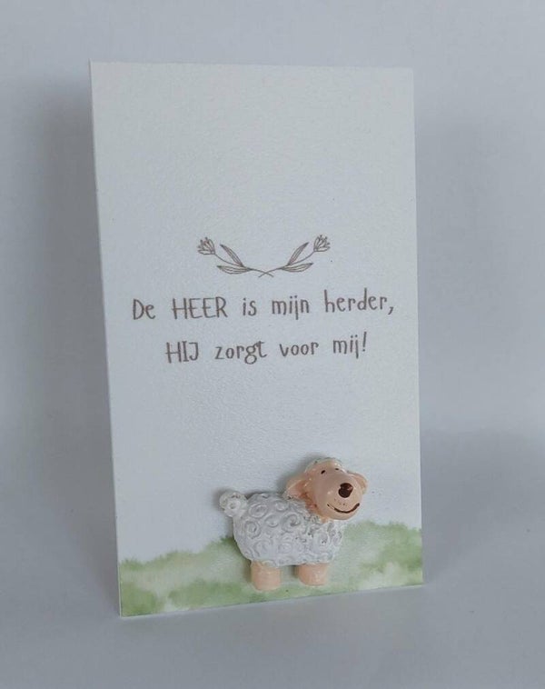 7002607 - Wenskaarthouder magneet schaap - De Heer is mijn herder