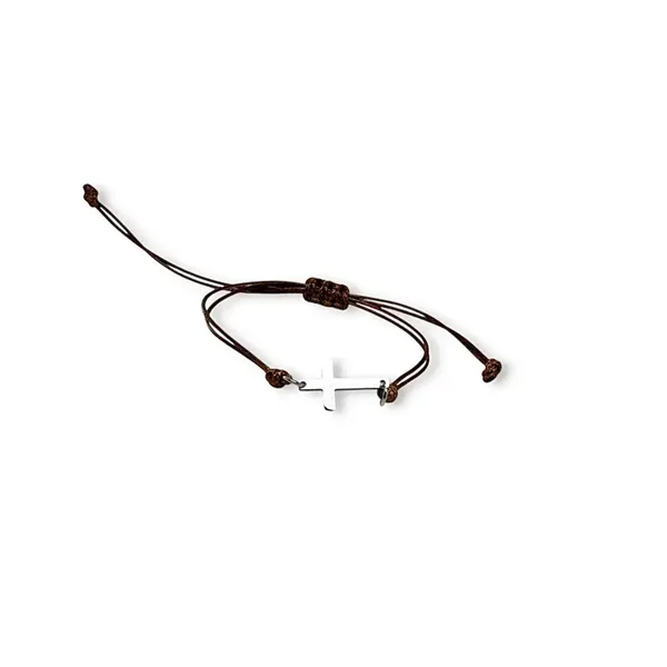 MA 60361 - Touwarmbandje bruin kruisje (kinderen)