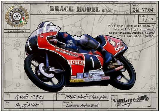 BM-VR04 Garelli 125cc Grand Prix, schaal 1:12  -  1984 World Champion Angel Nieto