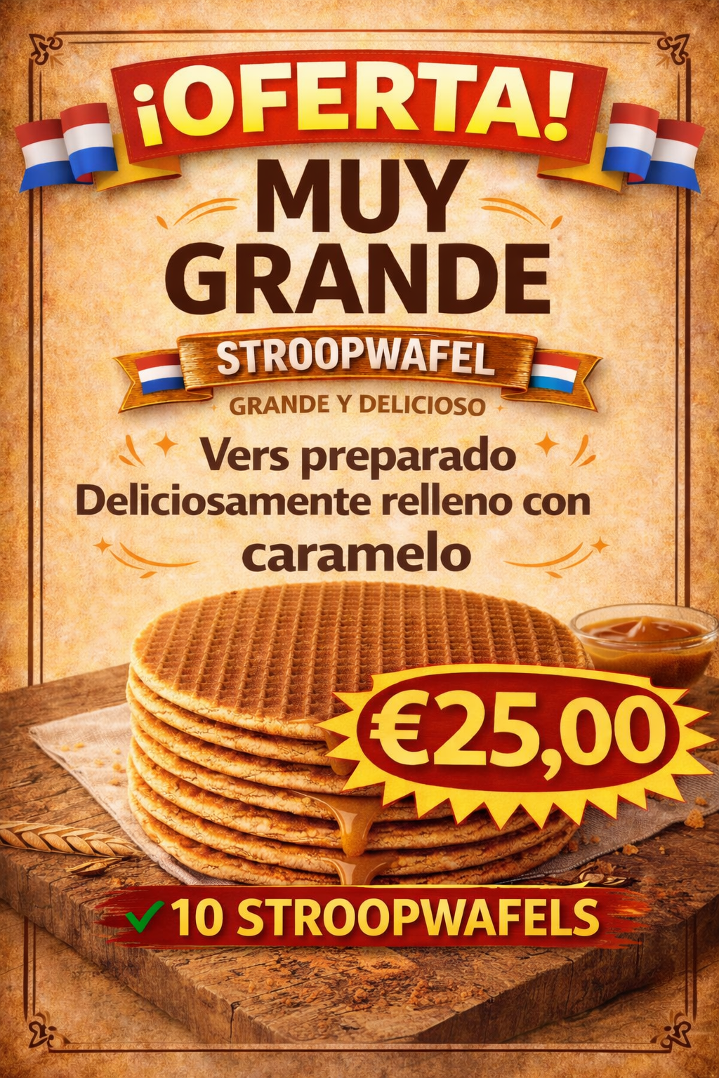 ¡Oferta! 10 Muy Grandes Stroopwafels