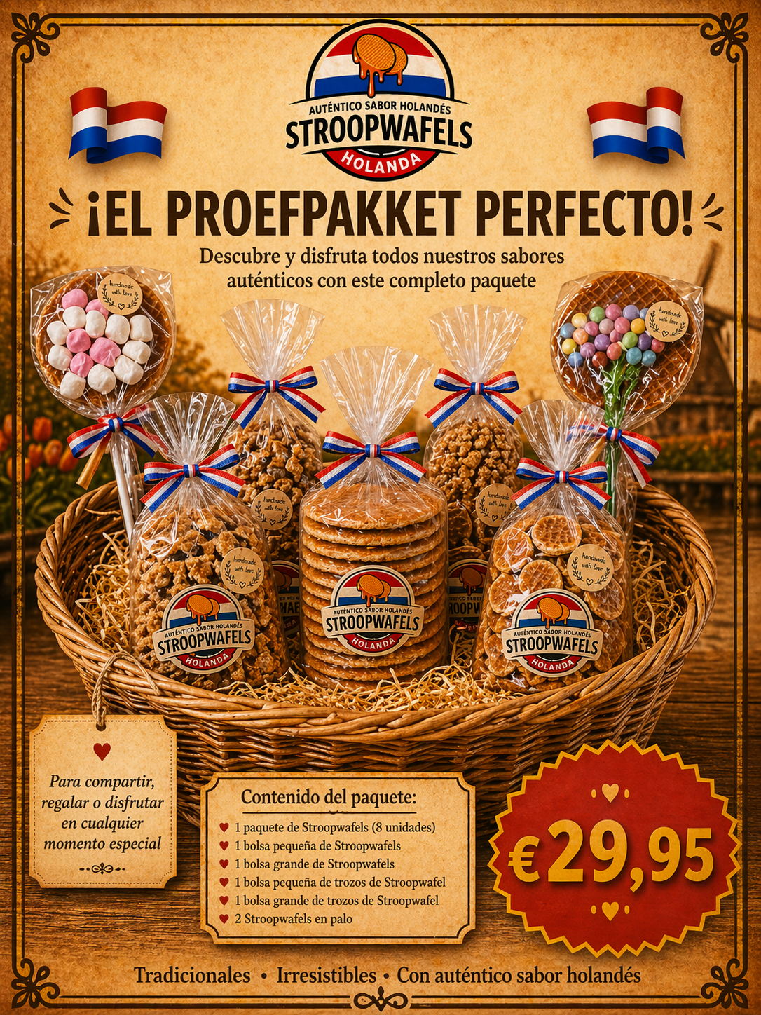 Pack degustación stroopwafels holandeses