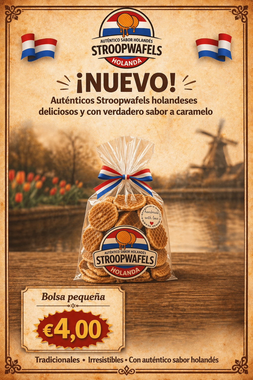 Bolsa de pequeños stroopwafels holandeses
