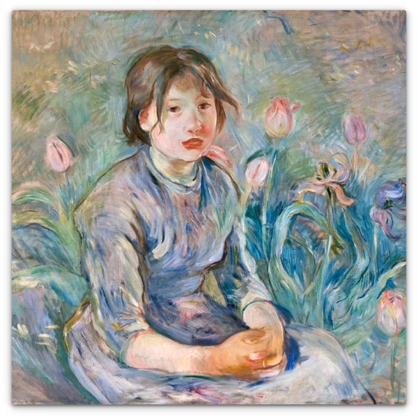 Girl Among Tulips
