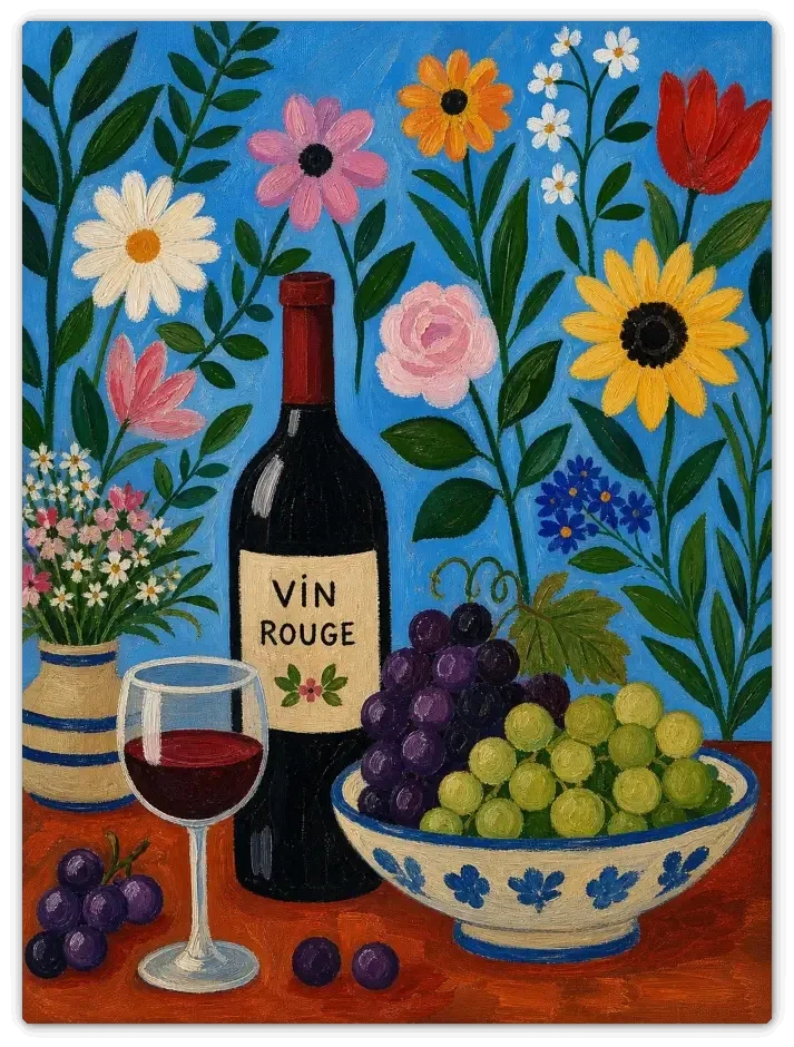 Leinwandbild im Folk Art Stil „Vin Rouge"