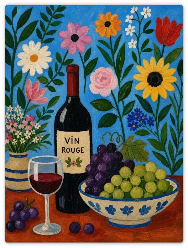 Leinwandbild im Folk Art Stil „Vin Rouge"