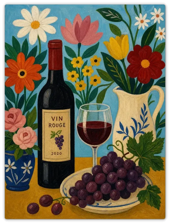 Leinwandbild im Folk Art Stil „Rote Trauben"