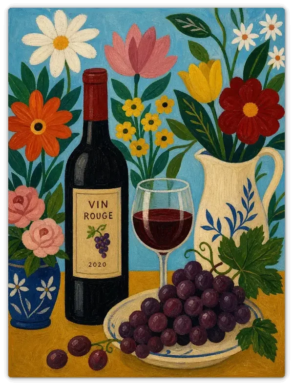 Leinwandbild im Folk Art Stil „Rote Trauben"