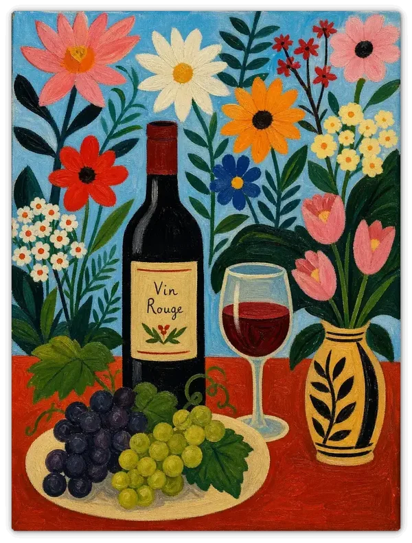 Leinwandbild im Folk Art Stil „Nachmittag im Garten"