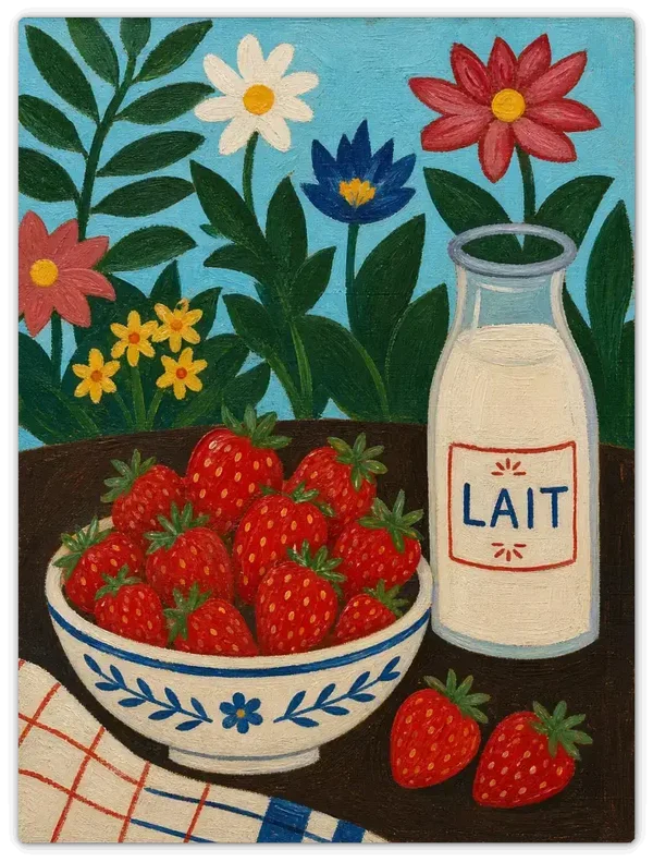 Leinwandbild im Folk Art Stil „Ernte im Sommer"