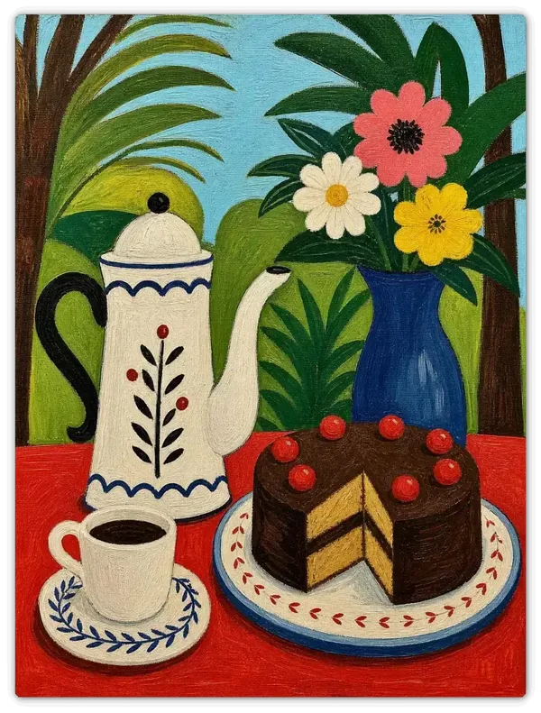 Leinwandbild im Folk Art Stil „Kaffeekränzchen"