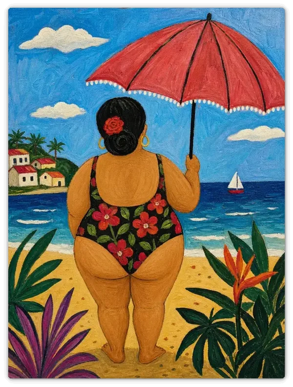 Leinwandbild im Folk Art Stil „Sommertag am Strand"