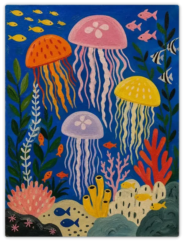 Leinwandbild im Folk Art Stil „Korallengarten"