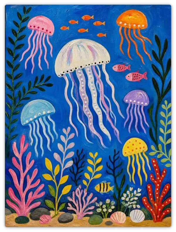 Leinwandbild im Folk Art Stil „Maritimes Muster"