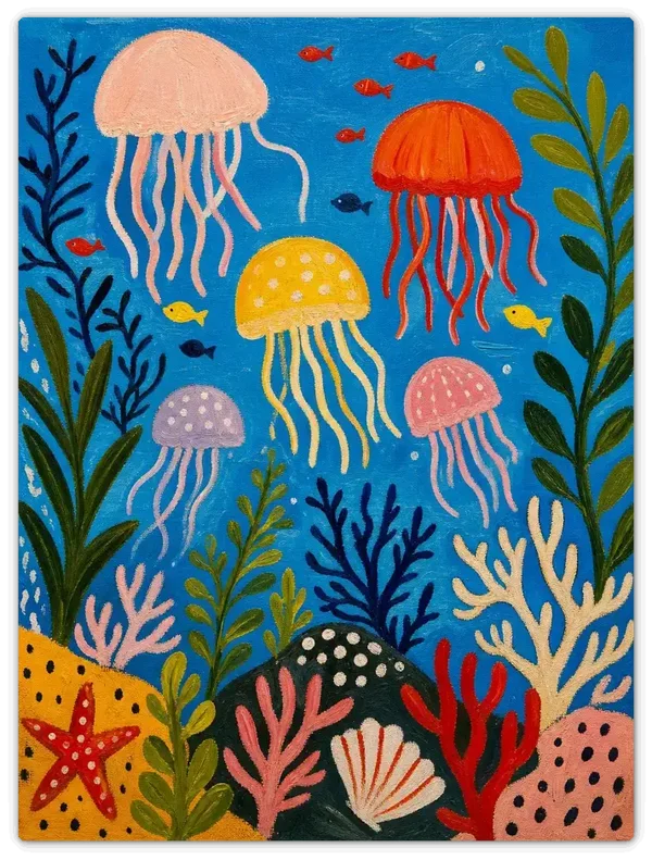 Leinwandbild im Folk Art Stil „Buntes Meeresleuchten"