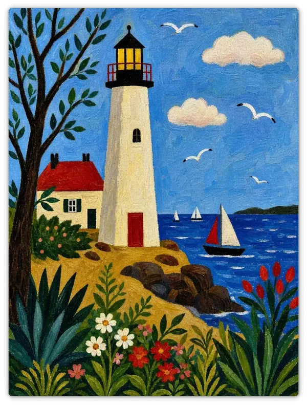 Leinwandbild im Folk Art Stil „Wächter der Küste"