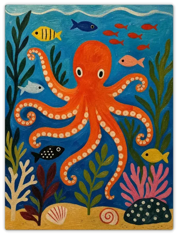 Leinwandbild im Folk Art Stil „König des Meeresbodens"