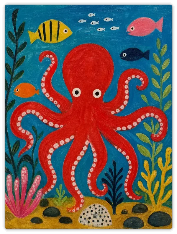 Leinwandbild im Folk Art Stil „Gruß aus der Tiefe"